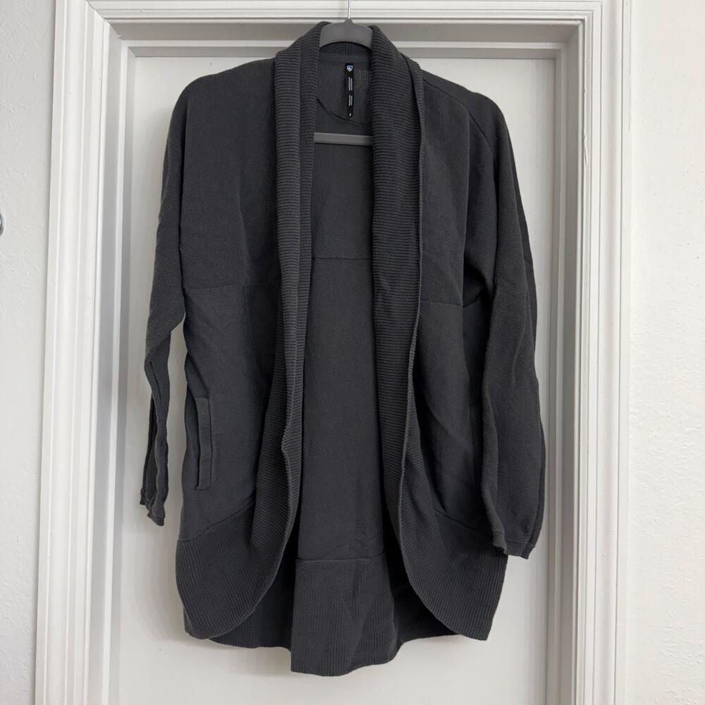 Kuhl Geneva Long Open Front Cardigan Dark Gray Sz M Casual Comfort Minimalist - Picture 2 of 8